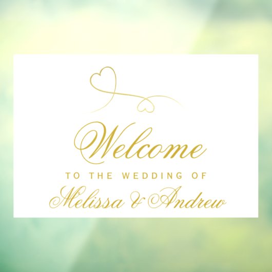 Twee Elegant Gold Hearts | Welkom bruiloft Raamsticker (Vel 3)