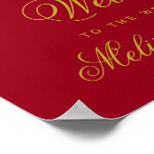 Twee Elegant Gold Hearts | Welkom rood huwelijk Poster (Hoek)