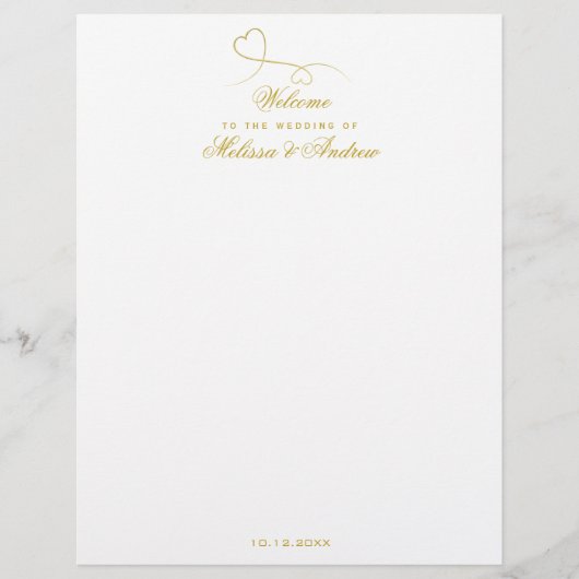 Twee Elegant Gold Hearts | Welkomstbrief bruiloft (Voorkant)