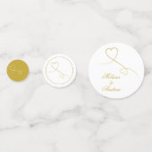Twee Elegant Gold Hearts | Witte en gouden bruilof Confetti (Voorkanten)