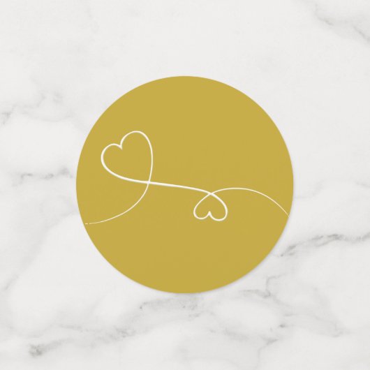 Twee Elegant Gold Hearts | Witte en gouden bruilof Confetti (Kleine voorkant)