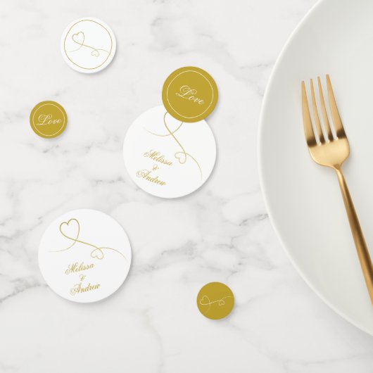Twee Elegant Gold Hearts | Witte en gouden bruilof Confetti (Groep)