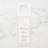 Twee Elegant Gold Hearts | Witte en gouden bruilof Flessenhanger (Voorkant)