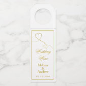 Twee Elegant Gold Hearts | Witte en gouden bruilof Flessenhanger (Achterkant)