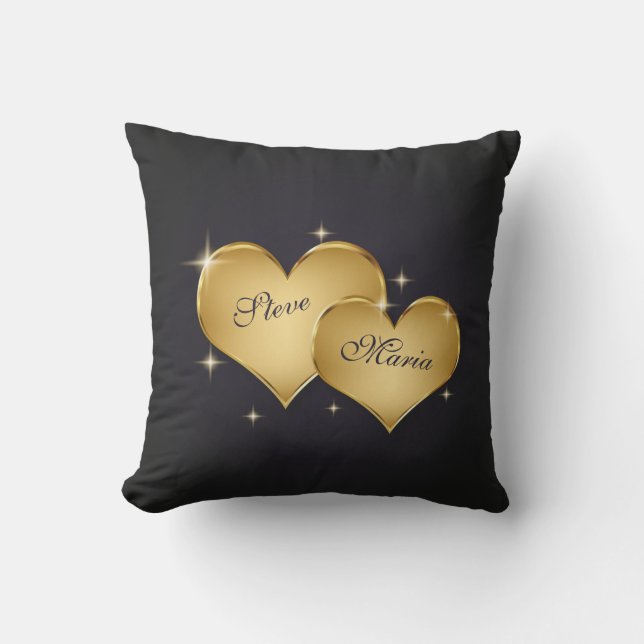 Twee Elegant Golden Hearts Kussen (Voorkant)