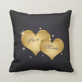 Twee Elegant Golden Hearts Kussen
