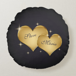 Twee Elegant Golden Hearts Rond Kussen