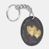 Twee Elegant Golden Hearts Sleutelhanger (Voorkant Links)