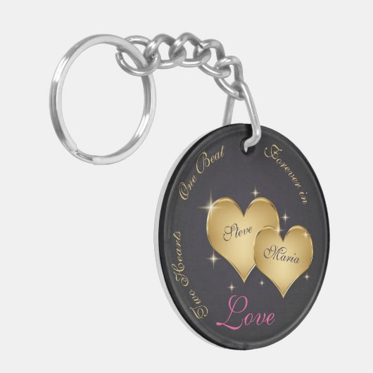 Twee Elegant Golden Hearts Sleutelhanger (Voorkant Links)