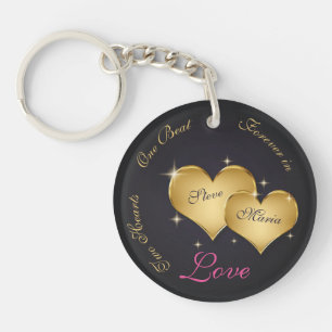 Twee Elegant Golden Hearts Sleutelhanger