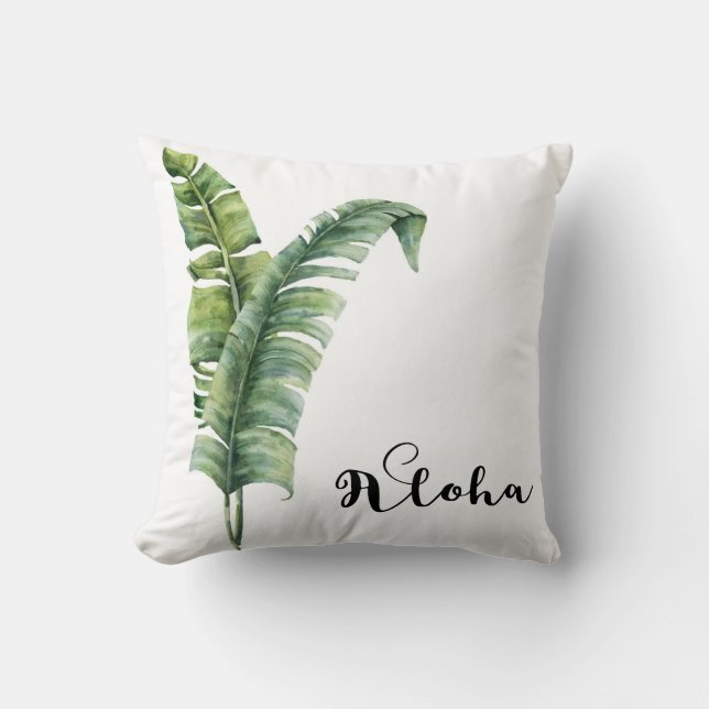 Twee Elegant Palm blaast tropische Aloha afbeeldin Kussen (Voorkant)