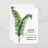 Twee Elegant Palm laat tropische bruiloft RSVP (Voorkant / Achterkant)