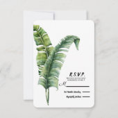 Twee Elegant Palm laat tropische bruiloft RSVP (Voorkant)