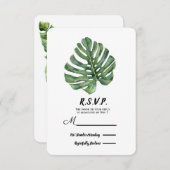 Twee Elegant Palm laat tropische bruiloft RSVP (Voorkant / Achterkant)