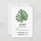 Twee Elegant Palm laat tropische bruiloft RSVP (Voorkant)