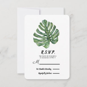 Twee Elegant Palm laat tropische bruiloft RSVP