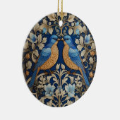 Twee elegante blauwe vogels William Morris geïnspi Keramisch Ornament (Rechts)