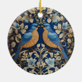 Twee elegante blauwe vogels William Morris geïnspi Keramisch Ornament (Achterkant)