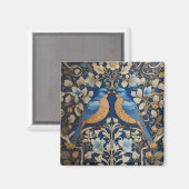 Twee elegante blauwe vogels William Morris geïnspi Magneet (Voorkant / Achterkant)