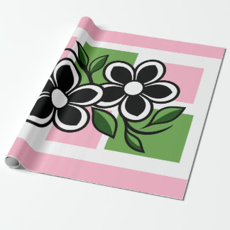 Twee Elegante Bloemen met Geometrische Vormen Cadeaupapier