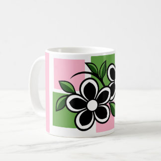 Twee Elegante Bloemen met Geometrische Vormen Koffiemok