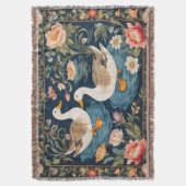 Twee elegante eenden William Morris geïnspireerd Deken (Voorkant Verticaal)