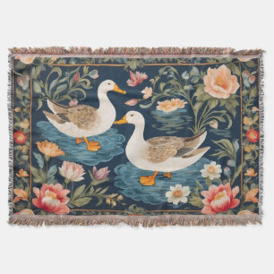 Twee elegante eenden William Morris geïnspireerd Deken