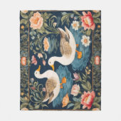 Twee elegante eenden William Morris geïnspireerd Fleece Deken (Voorkant)