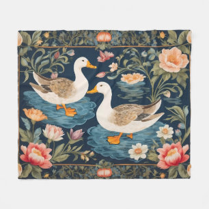 Twee elegante eenden William Morris geïnspireerd Fleece Deken