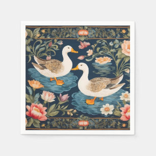 Twee elegante eenden William Morris geïnspireerd Servet