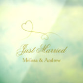 Twee elegante gouden harten | Gewoon getrouwde tro Raamsticker (Vel 3)