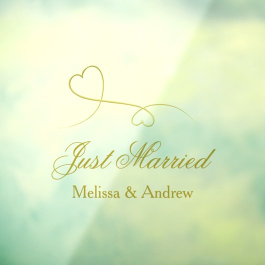 Twee elegante gouden harten | Gewoon getrouwde tro Raamsticker (Vel 3)