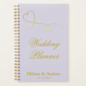 Twee elegante gouden harten | Lavendel bruiloft Planner (Voorkant)