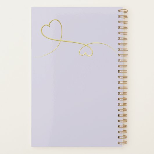 Twee elegante gouden harten | Lavendel bruiloft Planner (Achterkant)