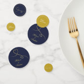 Twee elegante gouden harten | Navy Blue & Gold bru Confetti (Groep)