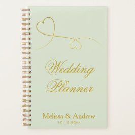 Twee elegante gouden harten | Sage Groene Bruiloft Planner