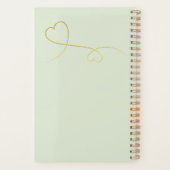 Twee elegante gouden harten | Sage Groene Bruiloft Planner (Achterkant)