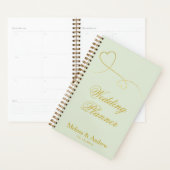 Twee elegante gouden harten | Sage Groene Bruiloft Planner (Display)