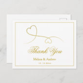 Twee Elegante Gouden Harten | Trouw Dank Je Wel Briefkaart (Voorkant / Achterkant)