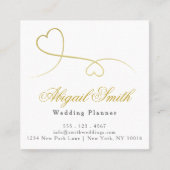 Twee elegante gouden harten | vierkante visitekaartje (Voorkant)