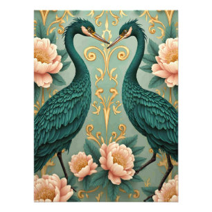 twee elegante groene reigers foto afdruk