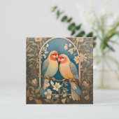 Twee Elegante Lovebirds  Bloemen (Staand voorkant)