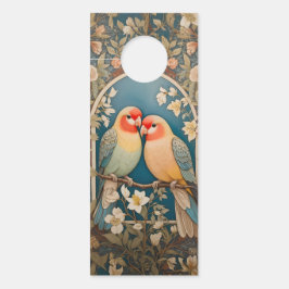 Twee Elegante Lovebirds  Bloemen Deurhanger