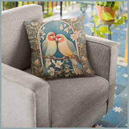 Twee Elegante Lovebirds  Bloemen Kussen