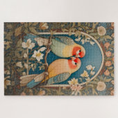 Twee Elegante Lovebirds  Bloemen Legpuzzel (Horizontaal)