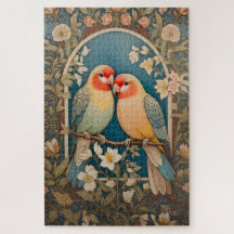 Twee Elegante Lovebirds  Bloemen