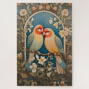 Twee Elegante Lovebirds  Bloemen Legpuzzel