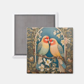 Twee Elegante Lovebirds  Bloemen Magneet (Voorkant / Achterkant)