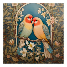 Twee Elegante Lovebirds  Bloemen