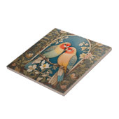 Twee Elegante Lovebirds  Bloemen Tegeltje (Zijkant)